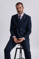 Regent Navy Double-Breasted Two Piece Suit